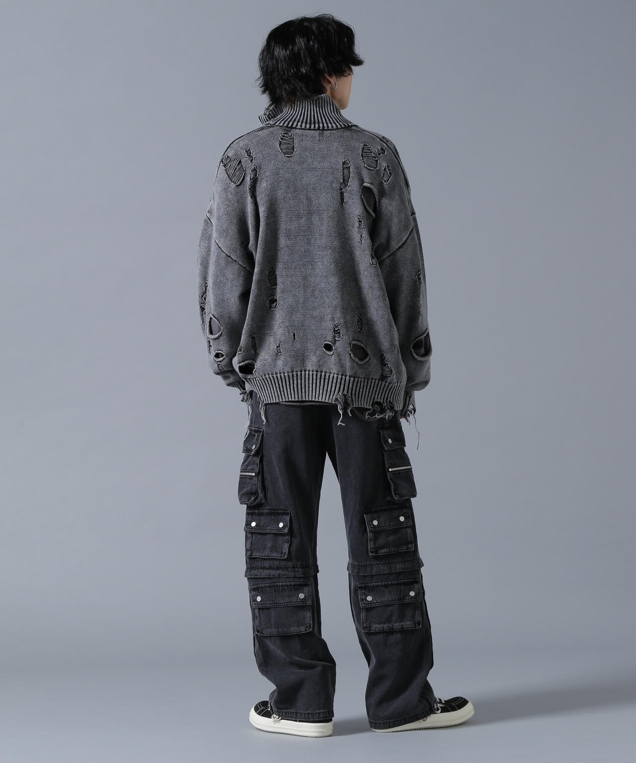 DankeSchon/ダンケシェーン/DAMAGE PIGMENT KNIT DRIVERS