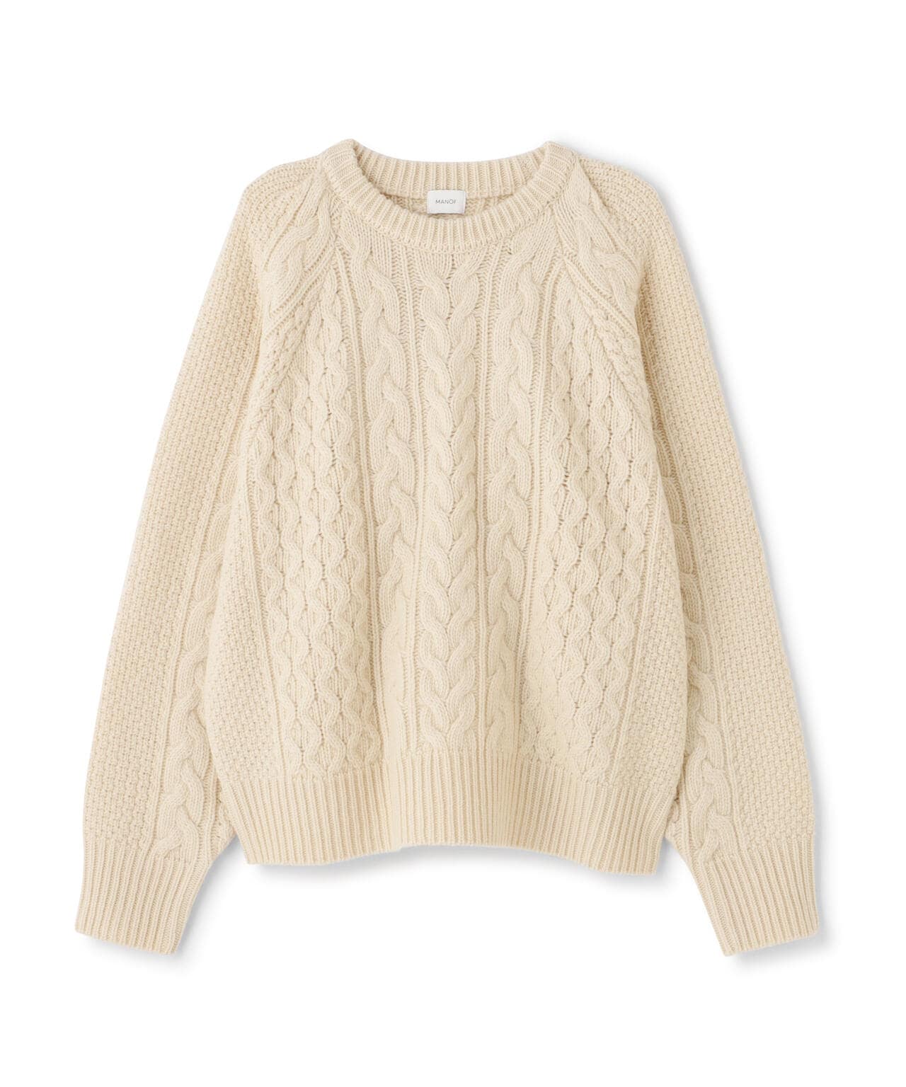 MANOF/マノフ/SHOULDER TUCK CABLE KNIT