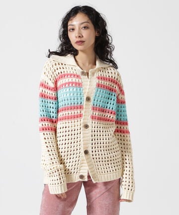 VOLTAGE CONTROL FILTER/ヴォルテージコントロールフィルター/MESH BORDER KNIT CARDIGAN