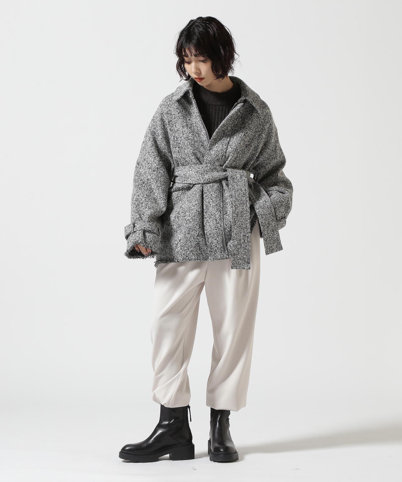 MANOF/マノフ/TWEED MIDI COAT