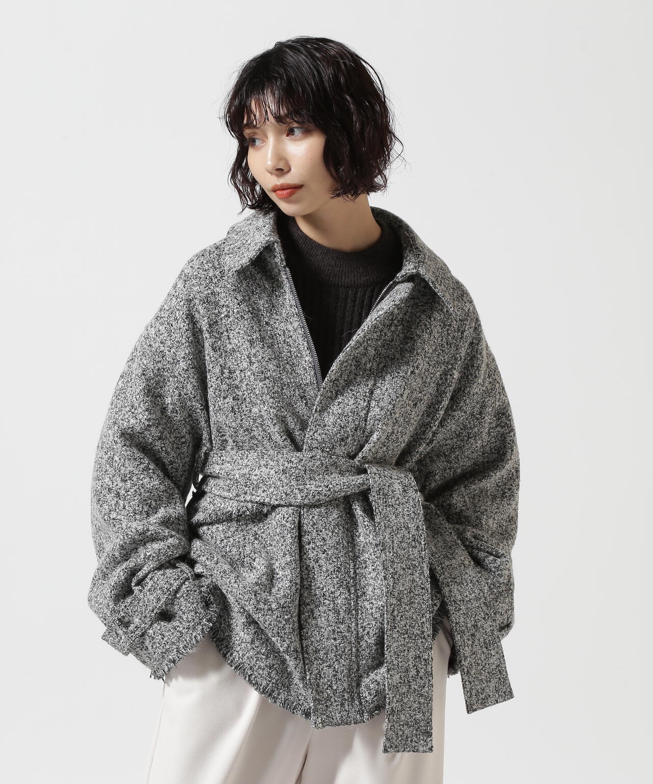 MANOF/マノフ/TWEED MIDI COAT