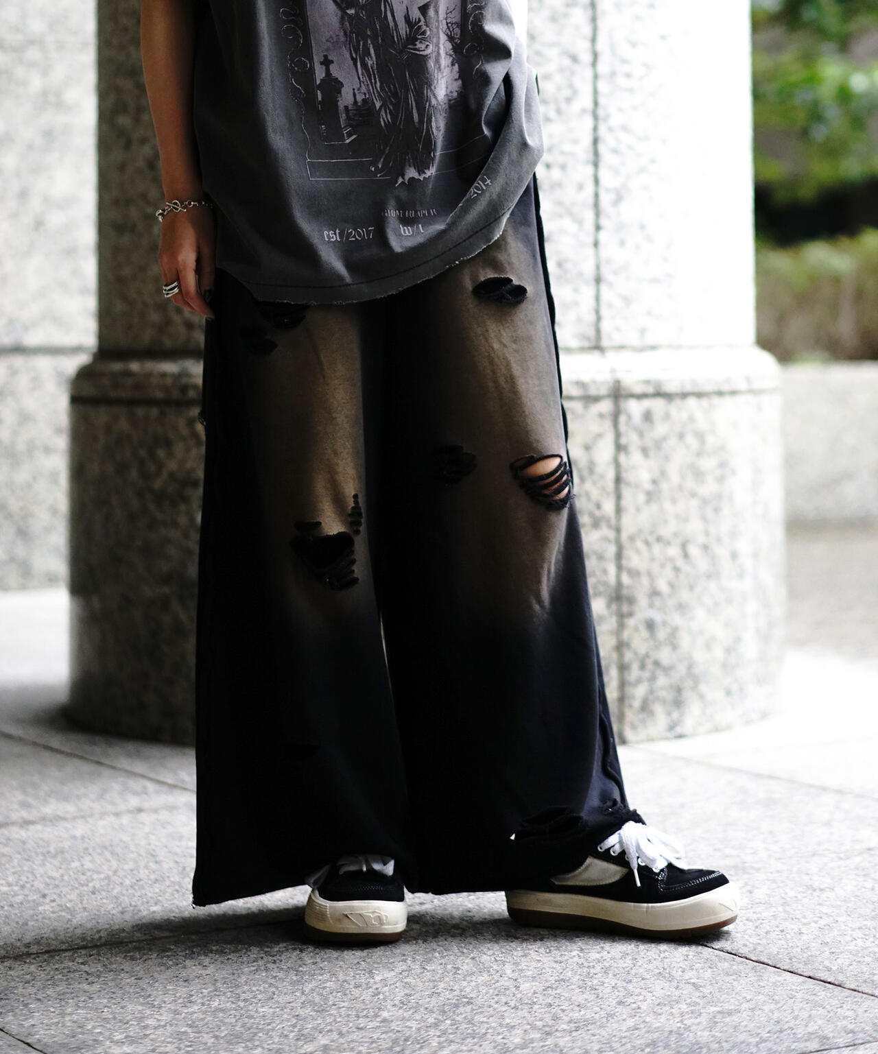 【WEB&DEPOT限定】DankeSchon/DAMEGE SWEAT WIDE PANTS