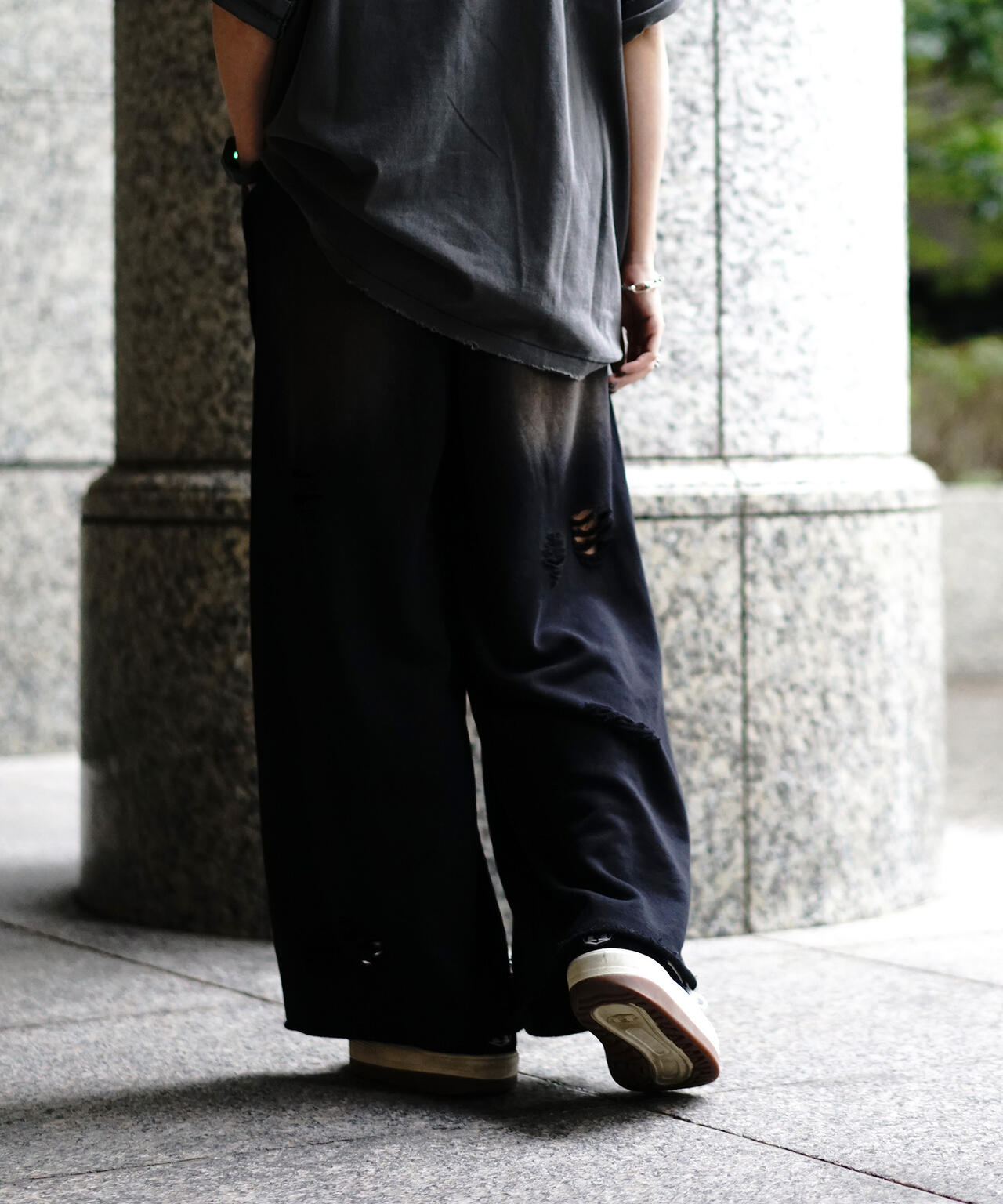 【WEB&DEPOT限定】DankeSchon/DAMEGE SWEAT WIDE PANTS