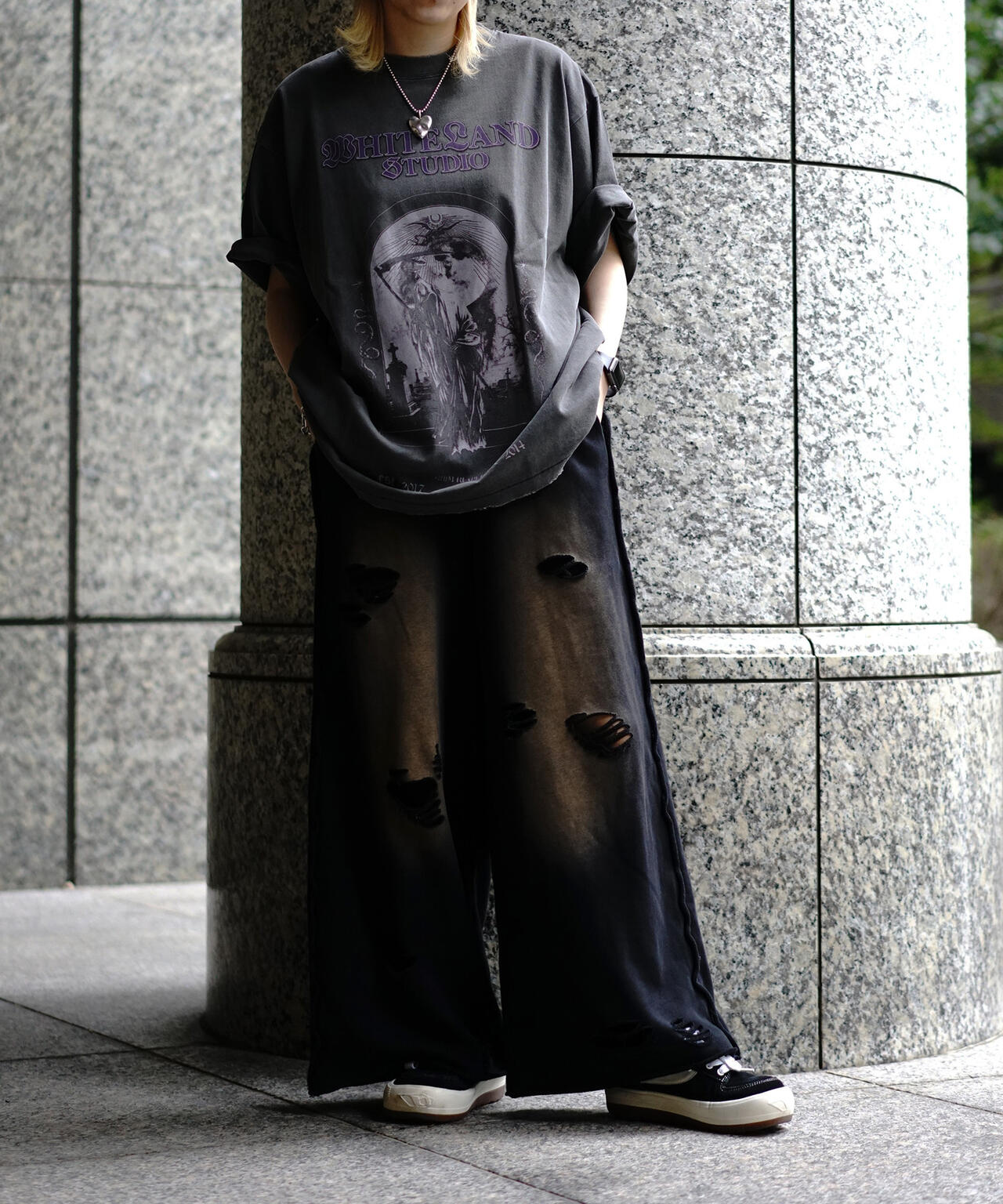 【WEB&DEPOT限定】DankeSchon/DAMEGE SWEAT WIDE PANTS