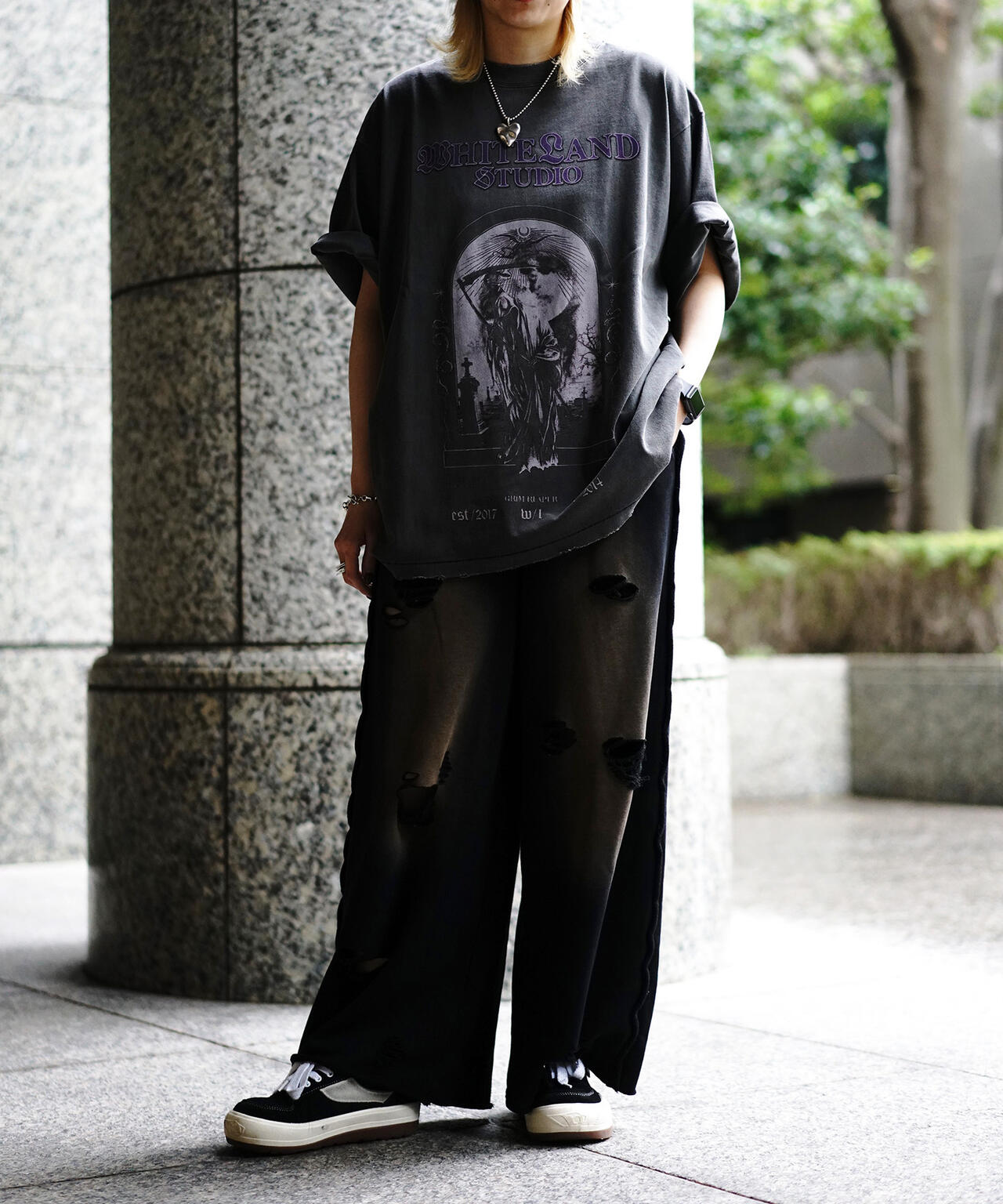 【WEB&DEPOT限定】DankeSchon/DAMEGE SWEAT WIDE PANTS