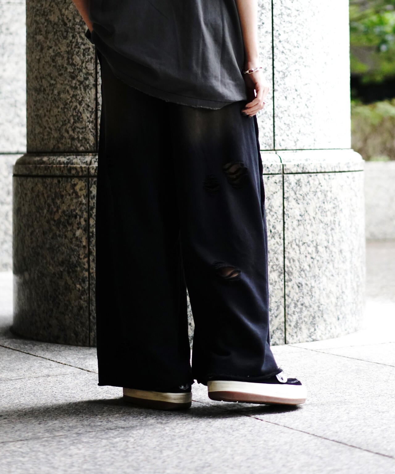 【WEB&DEPOT限定】DankeSchon/DAMEGE SWEAT WIDE PANTS