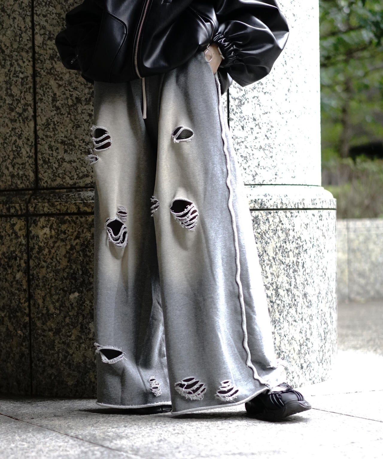 【WEB&DEPOT限定】DankeSchon/DAMEGE SWEAT WIDE PANTS