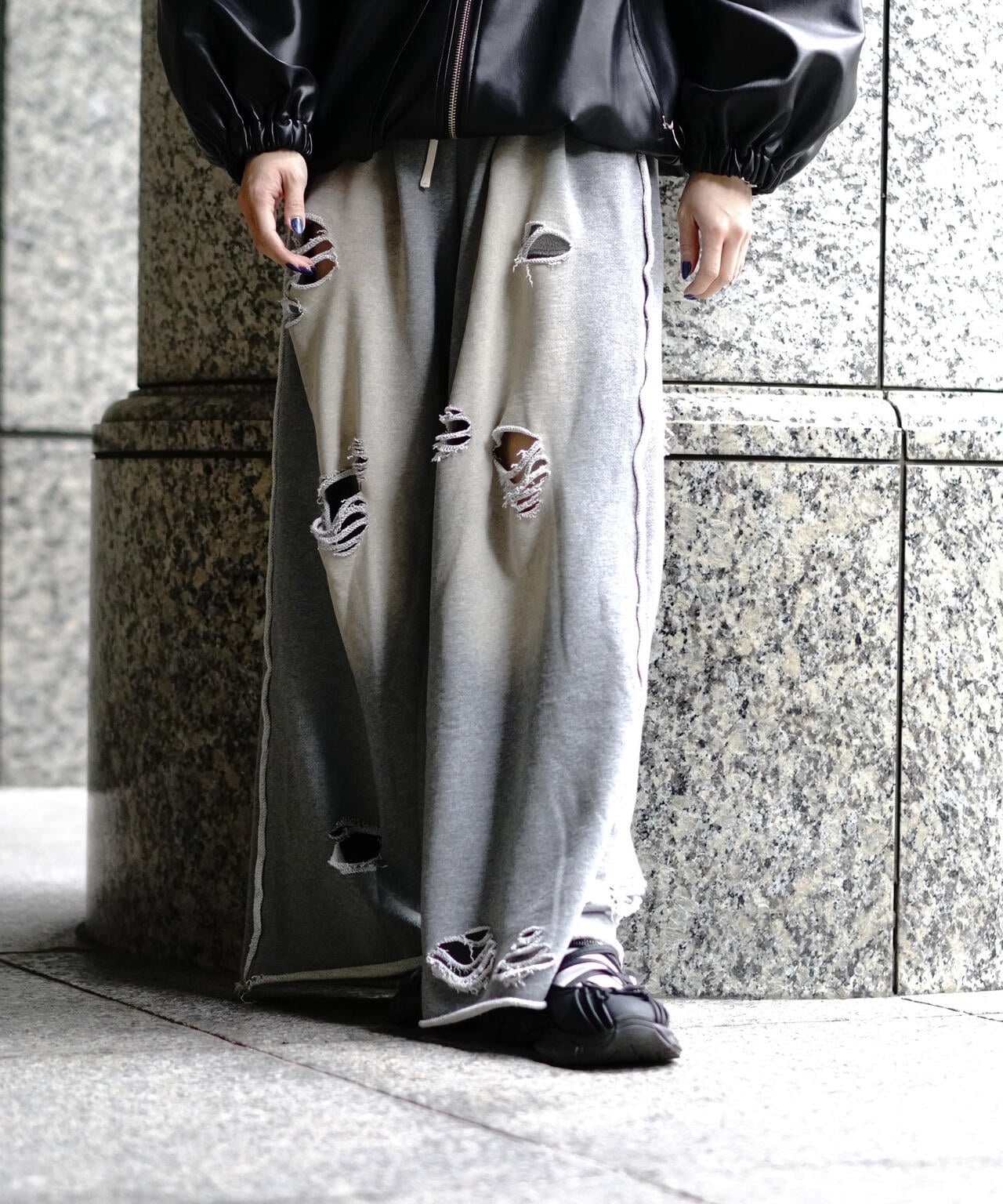 【WEB&DEPOT限定】DankeSchon/DAMEGE SWEAT WIDE PANTS