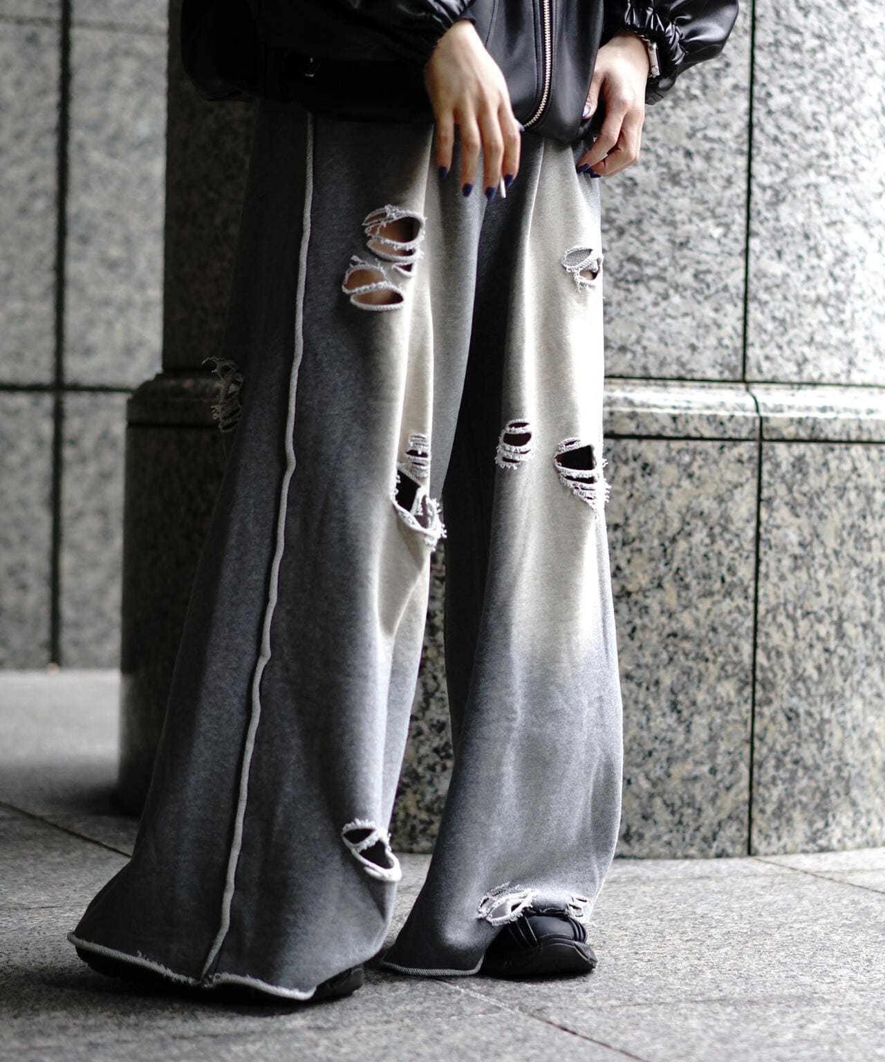 【WEB&DEPOT限定】DankeSchon/DAMEGE SWEAT WIDE PANTS