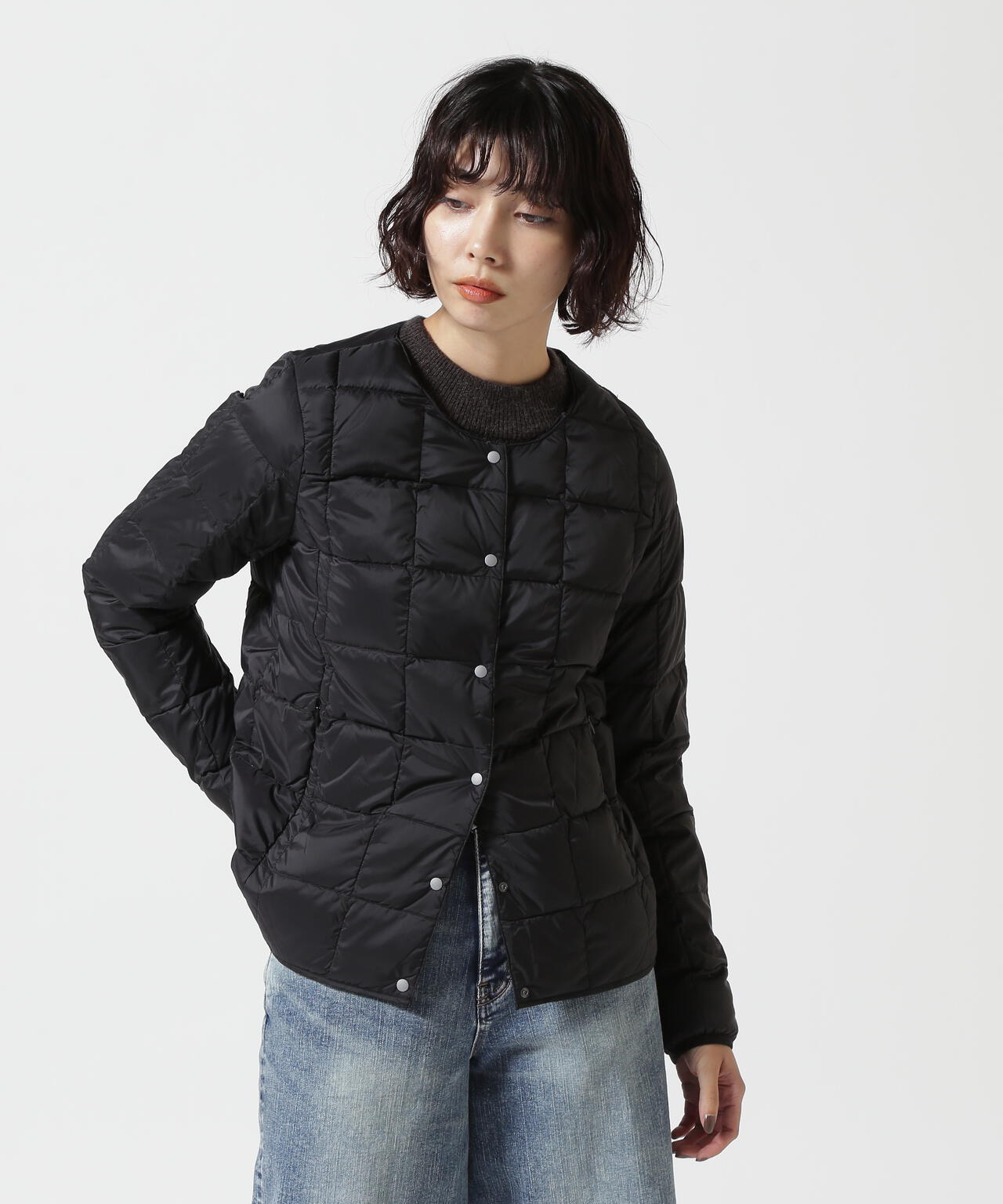 TAION/タイオン/【WOMENS】CREW NECK BUTTON DOWN JACKET