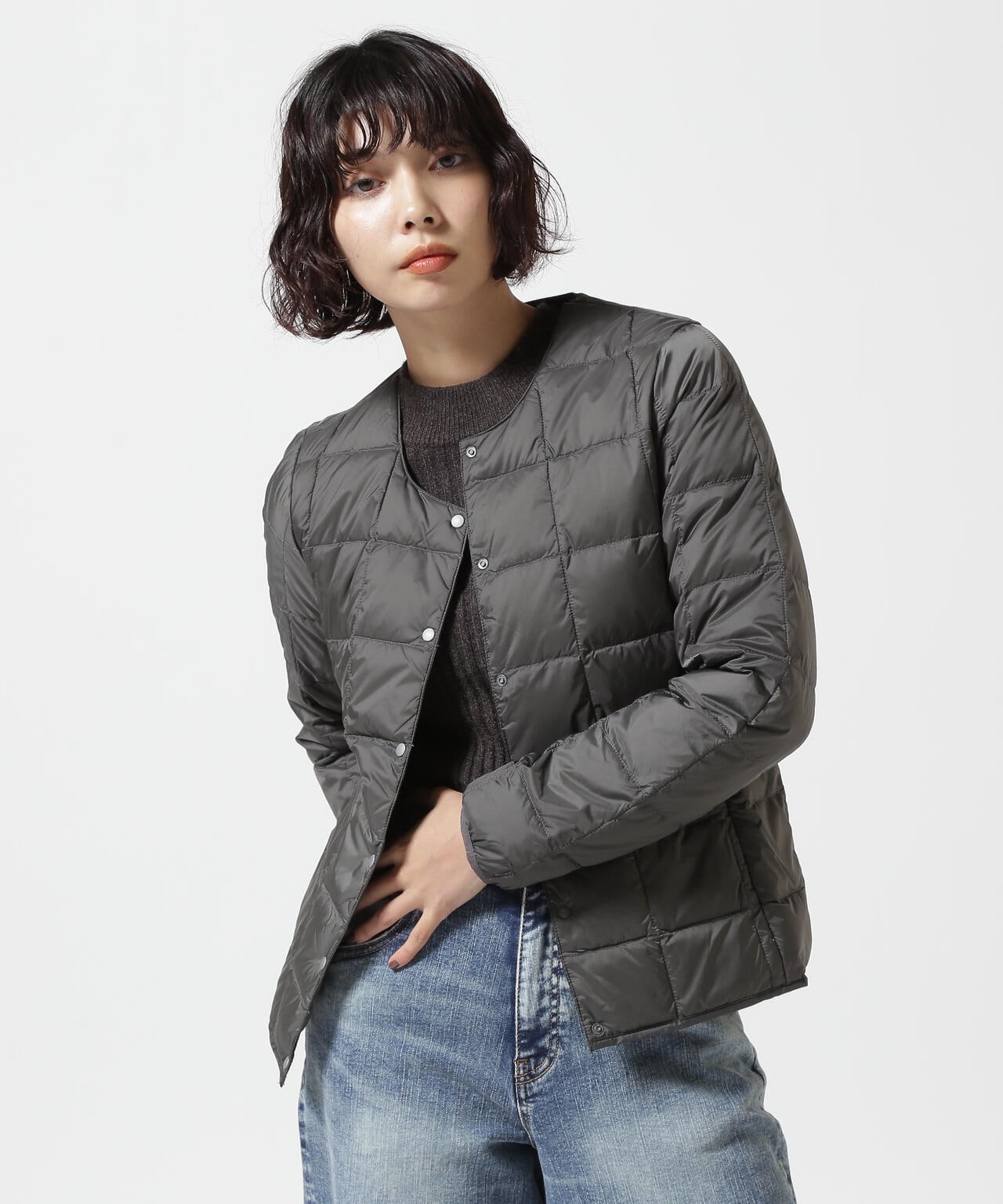 TAION/タイオン/【WOMENS】CREW NECK BUTTON DOWN JACKET