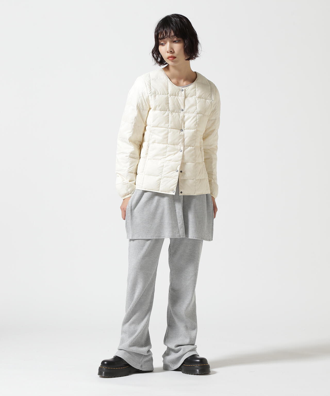 TAION/タイオン/【WOMENS】CREW NECK BUTTON DOWN JACKET