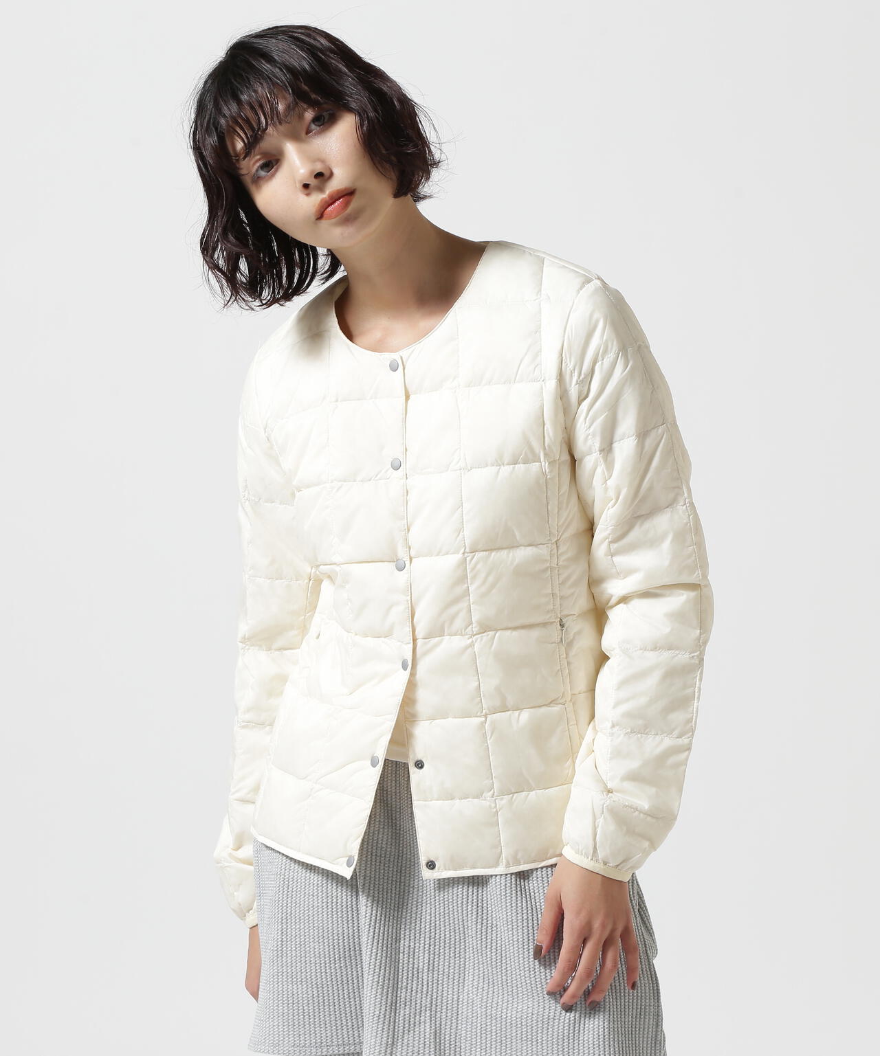 TAION/タイオン/【WOMENS】CREW NECK BUTTON DOWN JACKET