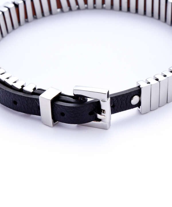 MIKSHIMAI/ミクシマイ/METAL INSERT LEATHER CHOKER