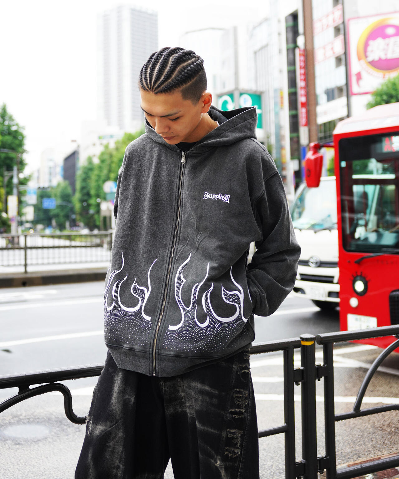 【先行予約 11月下旬-12月上旬入荷予定】SUPPLIER【LHP WEB限定】FIRE PATTERN RHINESTONE ZIP