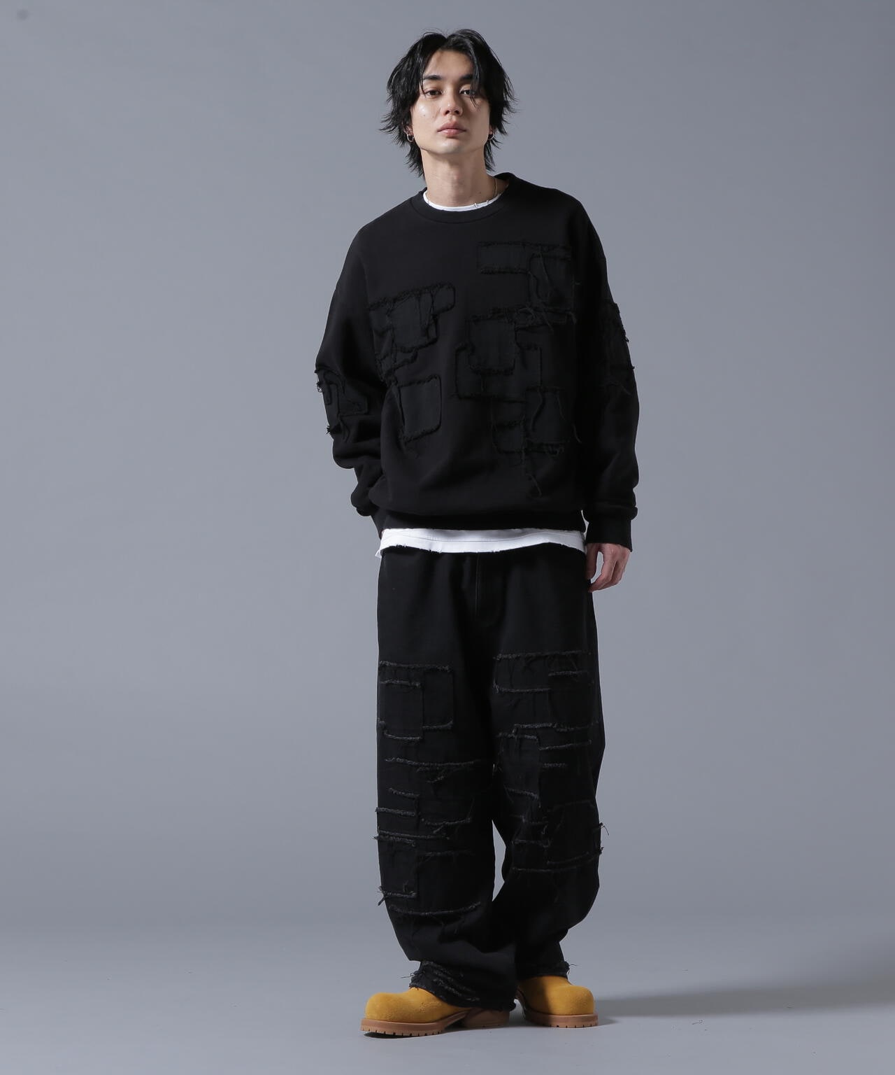 DankeSchon/ダンケシェーン/PATCHWORK CREW NECK SWEAT