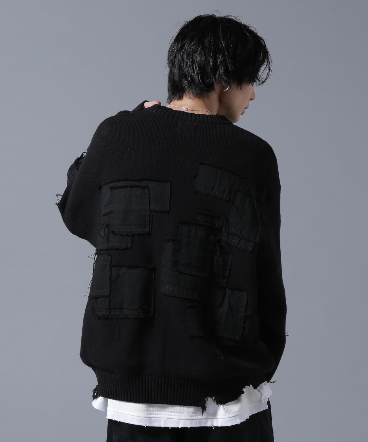 DankeSchon/ダンケシェーン/PATCHWORK CREW NECKE KNIT 