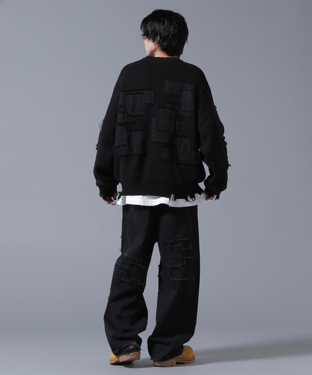 DankeSchon/ダンケシェーン/PATCHWORK CREW NECKE KNIT 