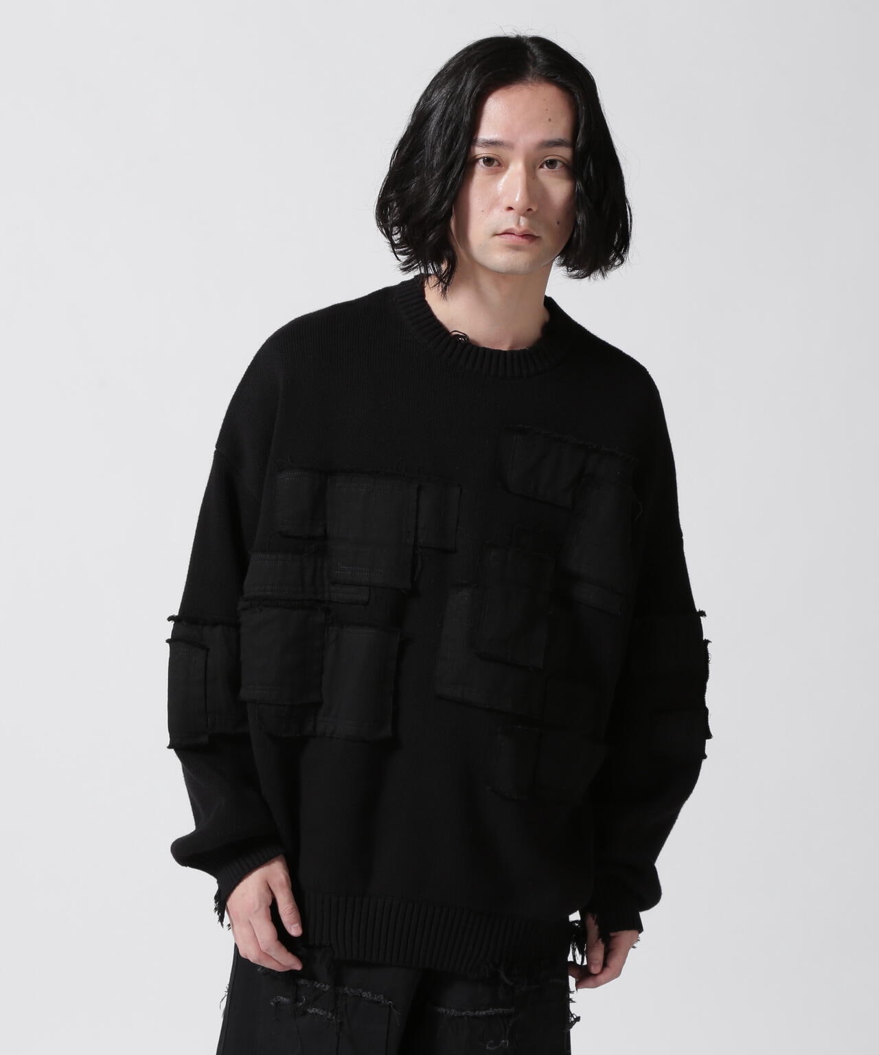 DankeSchon/ダンケシェーン/PATCHWORK CREW NECKE KNIT 