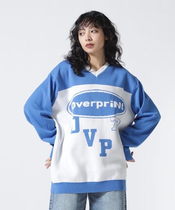 overprint/オーバープリント/OVAL V NECK COTTON KNIT