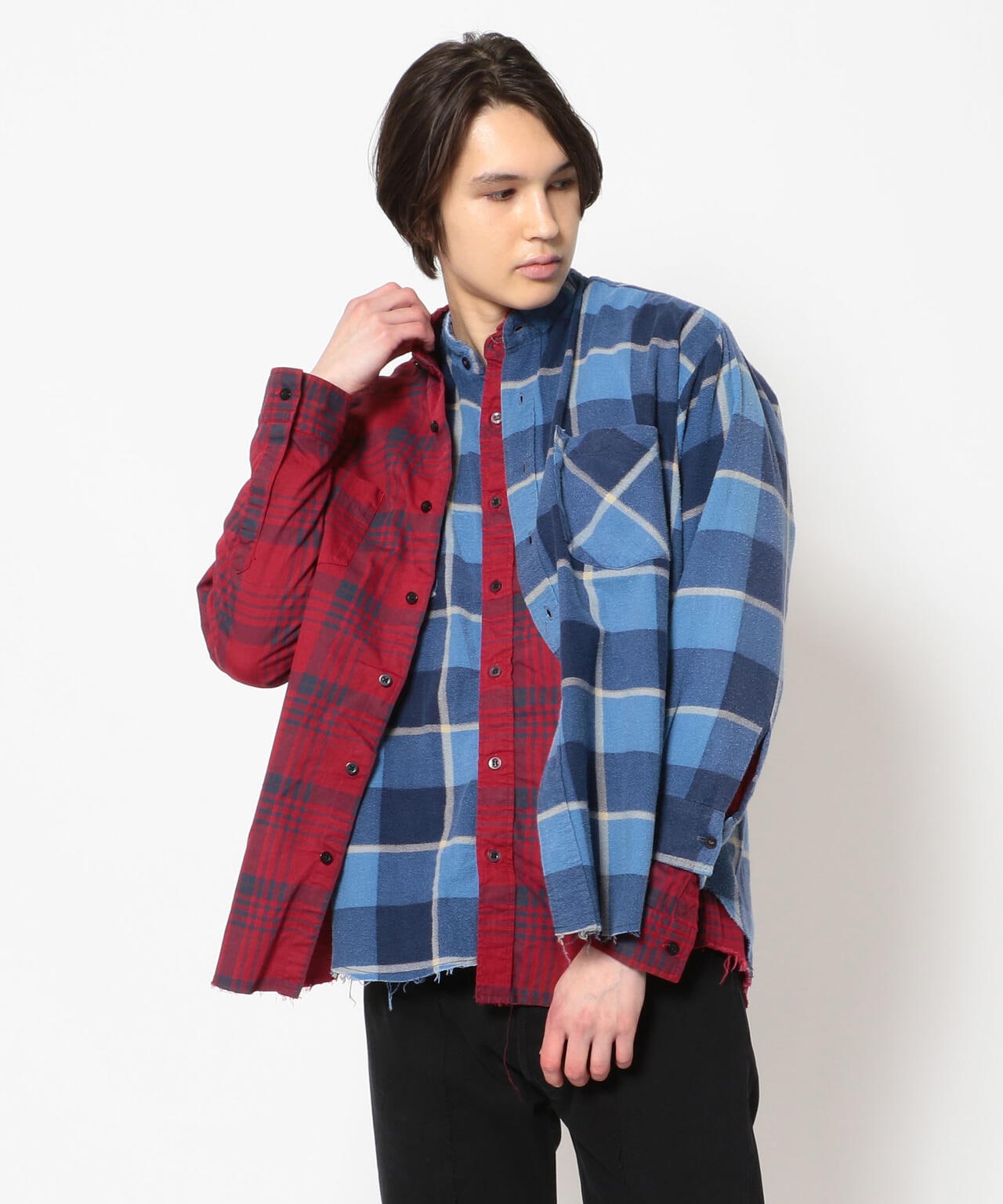 販売売品【未使用品】MINEDENIM × OLD PARK 22SS レイヤードシャツ トップス