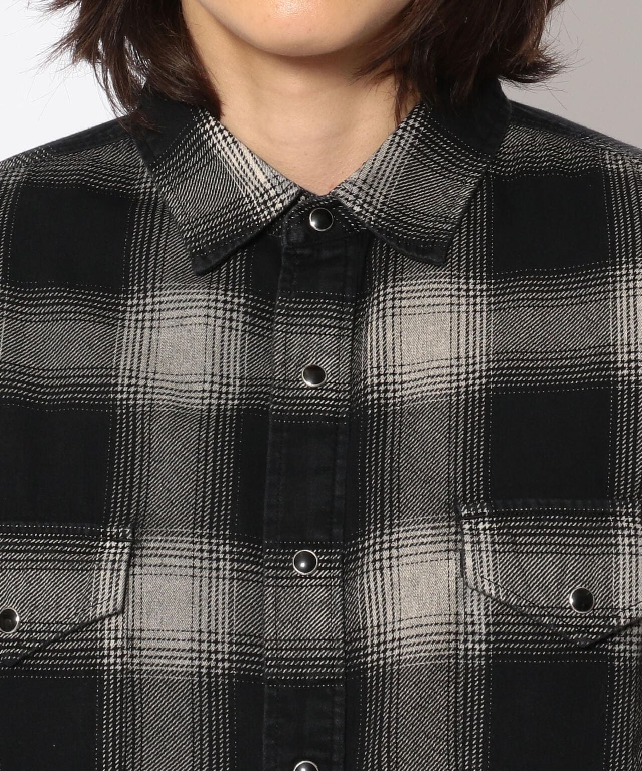 売り最安MINEDENIM Black Denim Check Shirt トップス