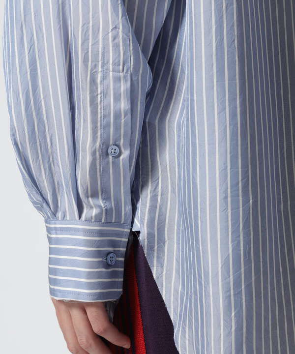 John Mason Smith (ジョンメイソンスミス) WASHED CUPRO STRIPE CLASSIC BANDED COLLA