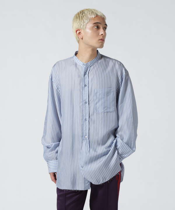 John Mason Smith (ジョンメイソンスミス) WASHED CUPRO STRIPE CLASSIC BANDED COLLA