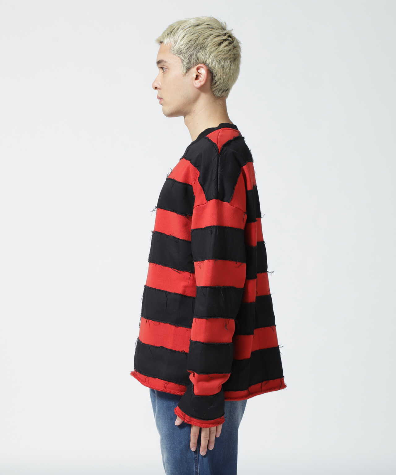 MINEDENIM（マインデニム）Bold Denim Border Crew neck Pullover