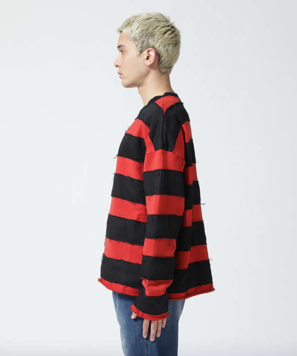 MINEDENIM（マインデニム）Bold Denim Border Crew neck Pullover ...