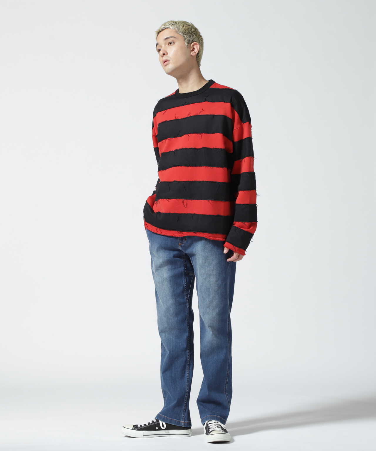 MINEDENIM（マインデニム）Bold Denim Border Crew neck Pullover | B ...