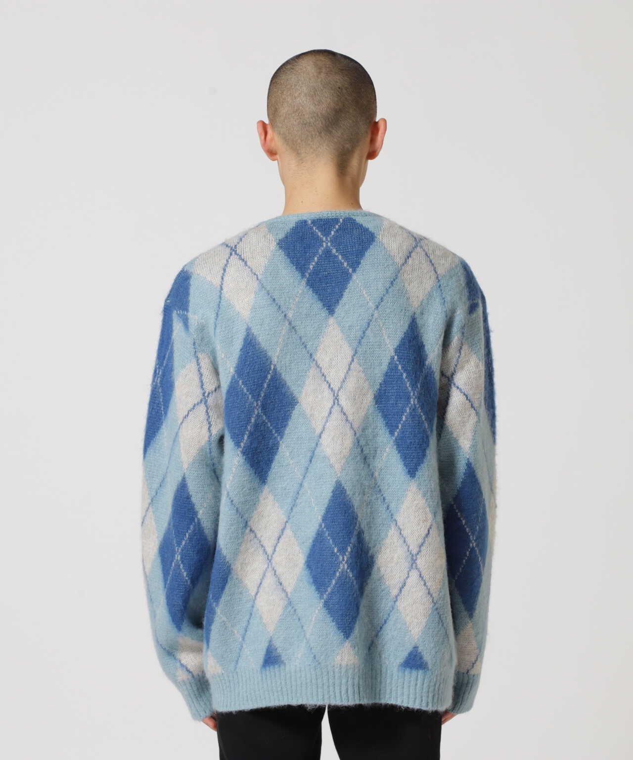 Needles Mohair Cardigan-Argyle-Lt.Blue M