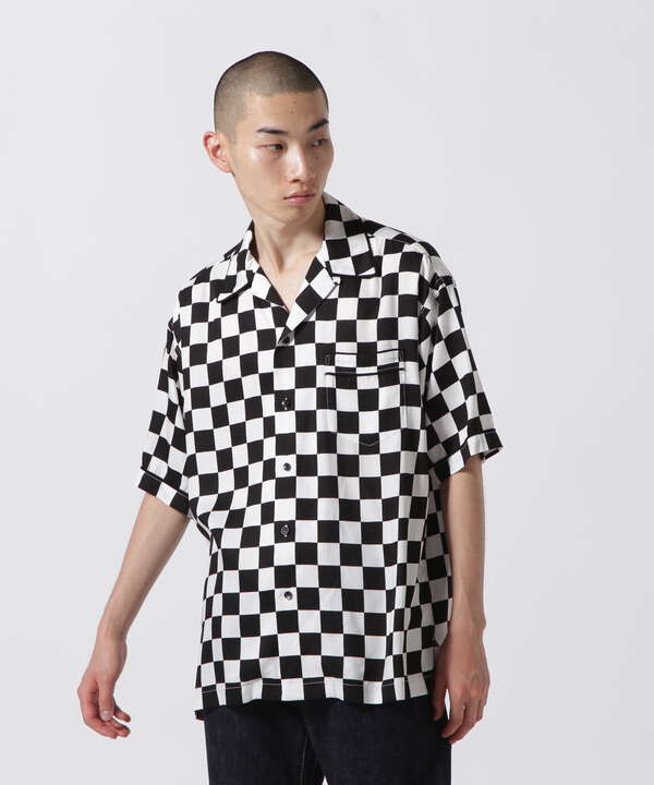 MINEDENIMマインデニムCU.Denim Checker flag S/S Open Collar SH