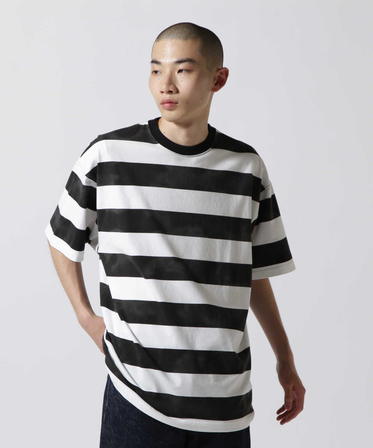 新品 MINEDENIM Hazy Bold Border T-SH L-