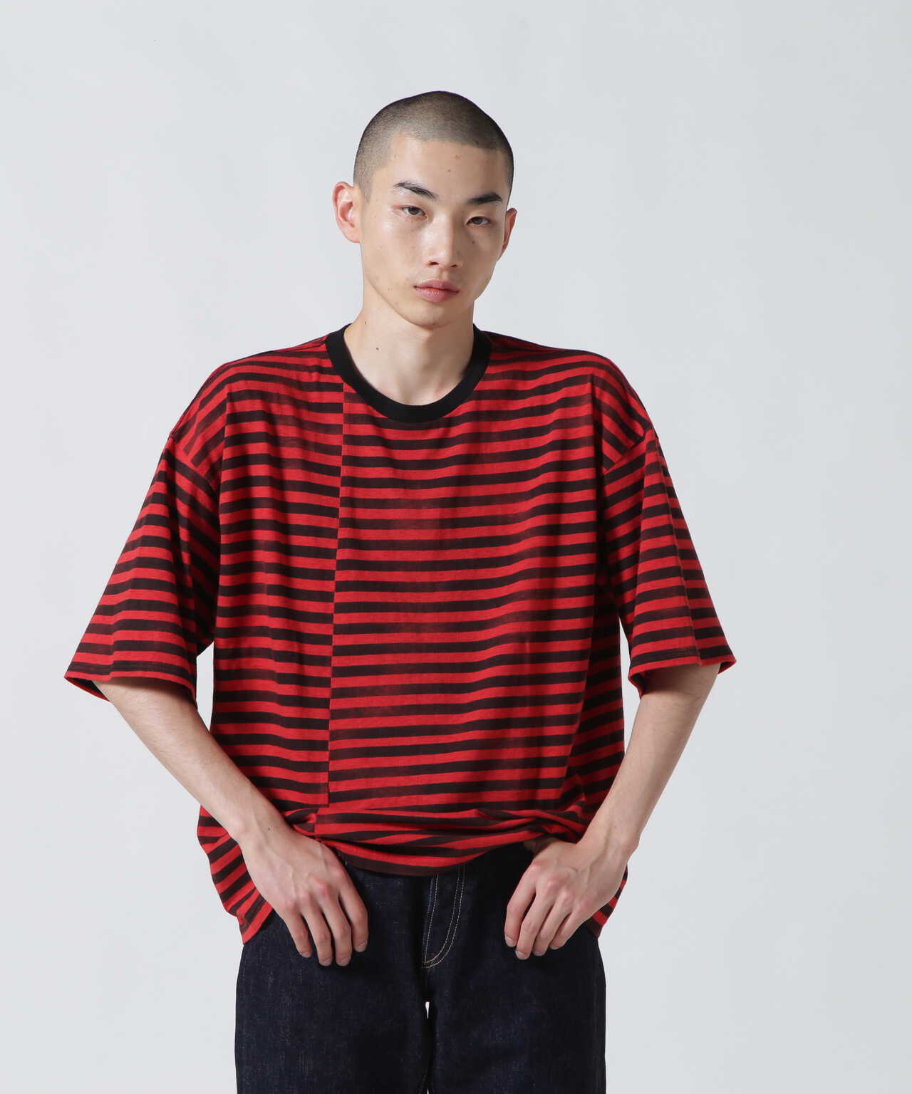 MINEDENIM（マインデニム）Hazy Border Uneven Loose T-SH | B'2nd ( ビーセカンド ) | US  ONLINE STORE（US オンラインストア）