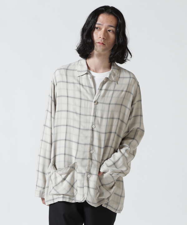 レミレリーフ レーヨンチェックシャツ sizeフリー(L～XL) グレーこの機会に是非