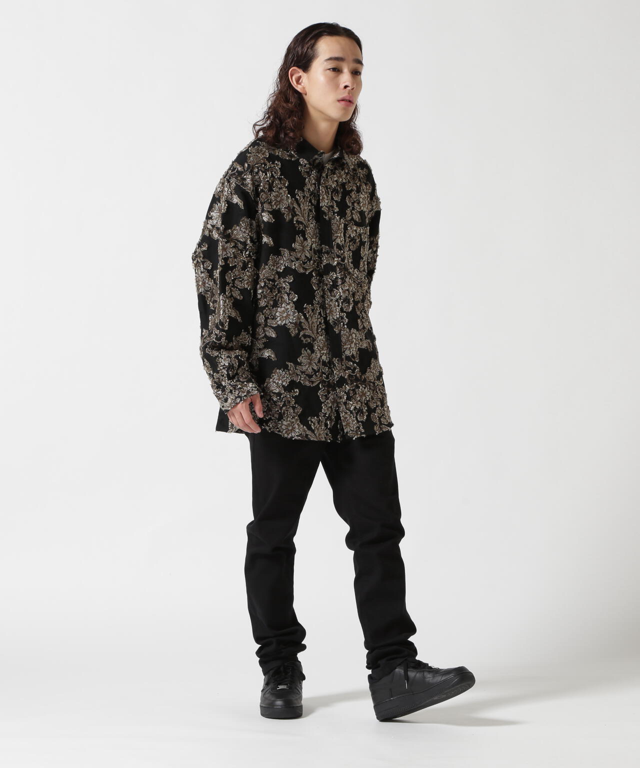 LUSOR（ルーソル）FLOWER CUT JQD SHIRT フラワージャカードシャツ | B