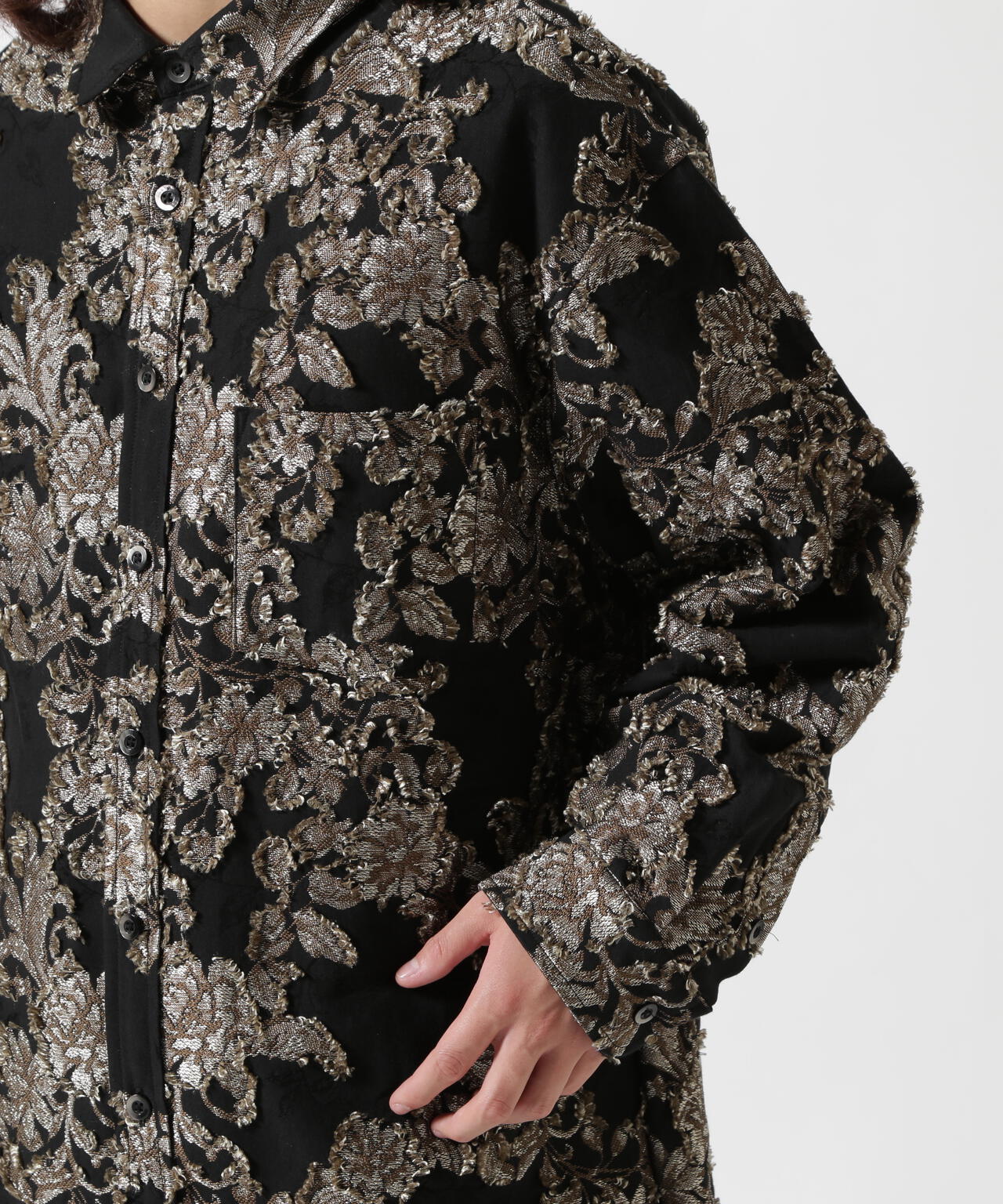 LUSOR（ルーソル）FLOWER CUT JQD SHIRT フラワージャカードシャツ | B