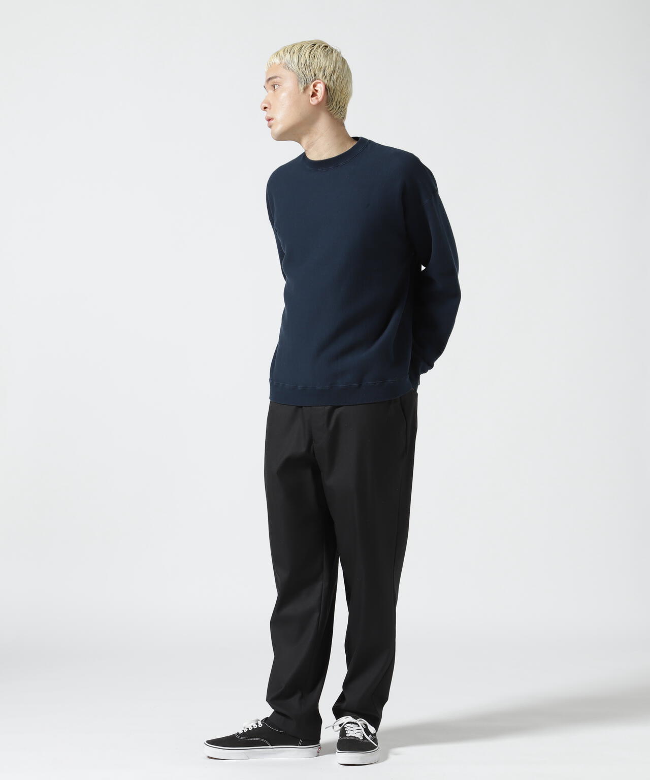 ATON GARMENT DYE URAKE UNISEX エイトン スウェットワイドシルエット