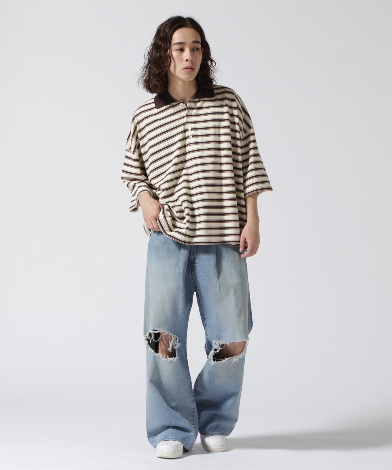 JieDa＞DAMAGE ONE TUCK WIDE STRAIGHT DENIM | B'2nd ( ビーセカンド ) | US ONLINE  STORE（US オンラインストア）