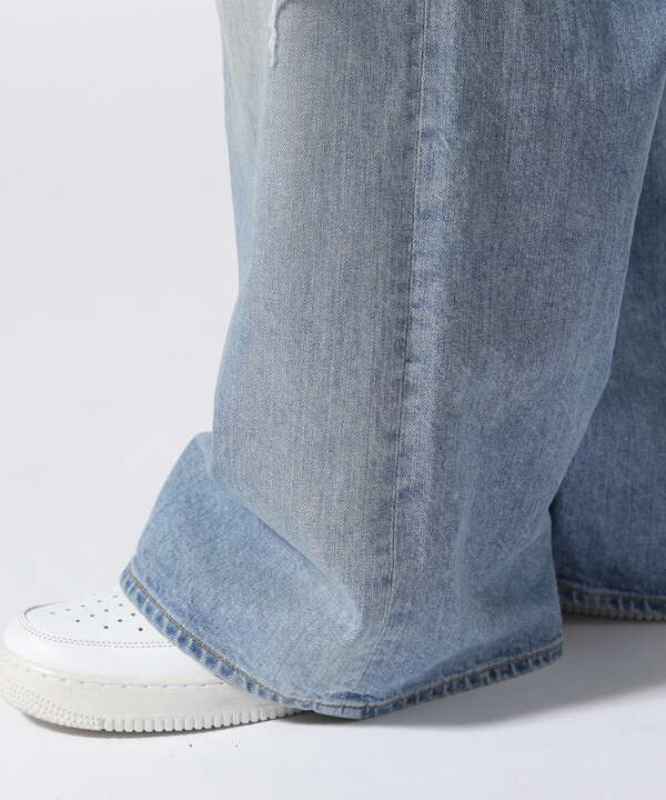 ＜JieDa＞DAMAGE ONE TUCK WIDE STRAIGHT DENIM