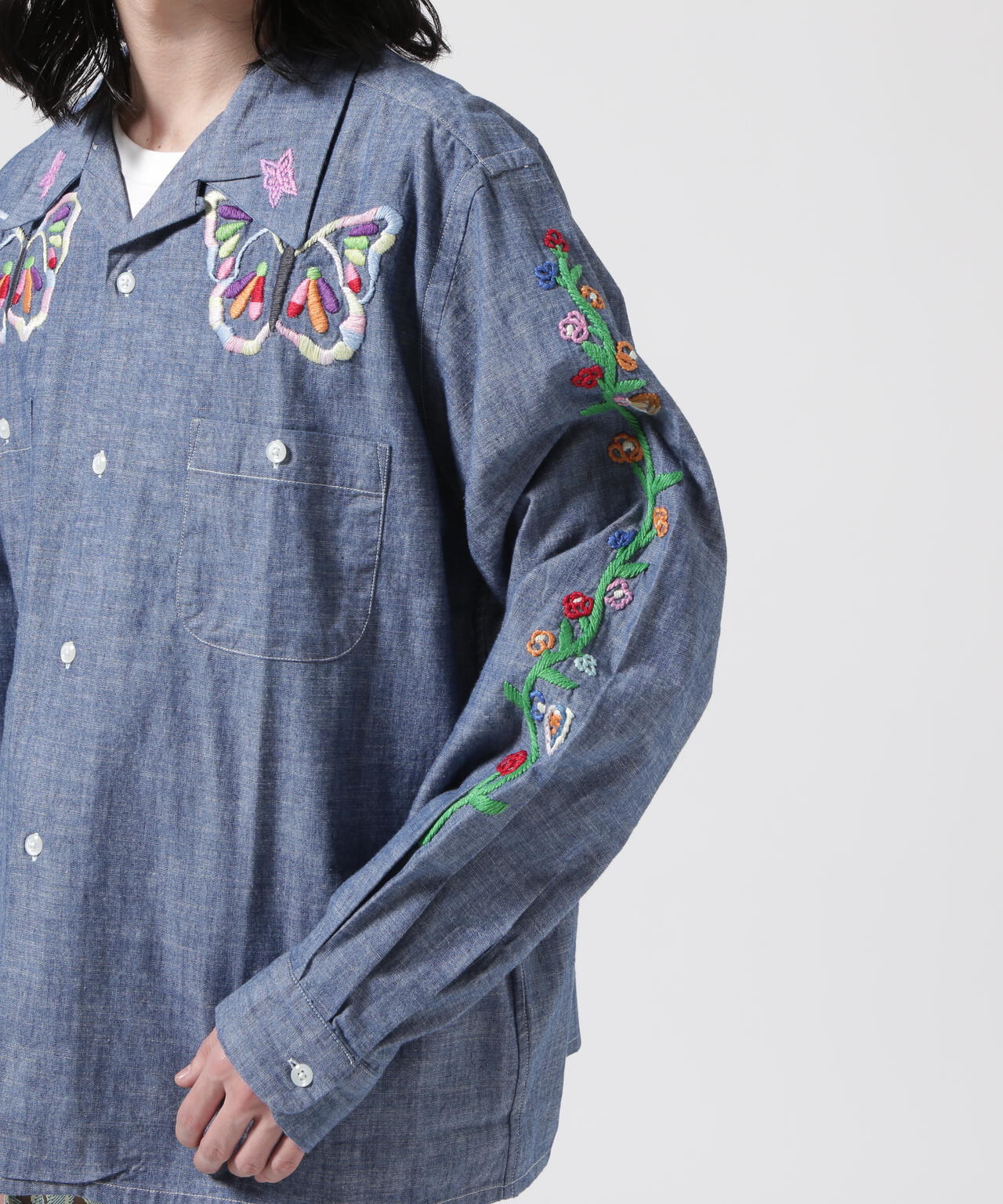 NEEDLES(ニードルズ)ONE-UP SHIRT - COTTON CHAMBRAY / INDIA EMB.