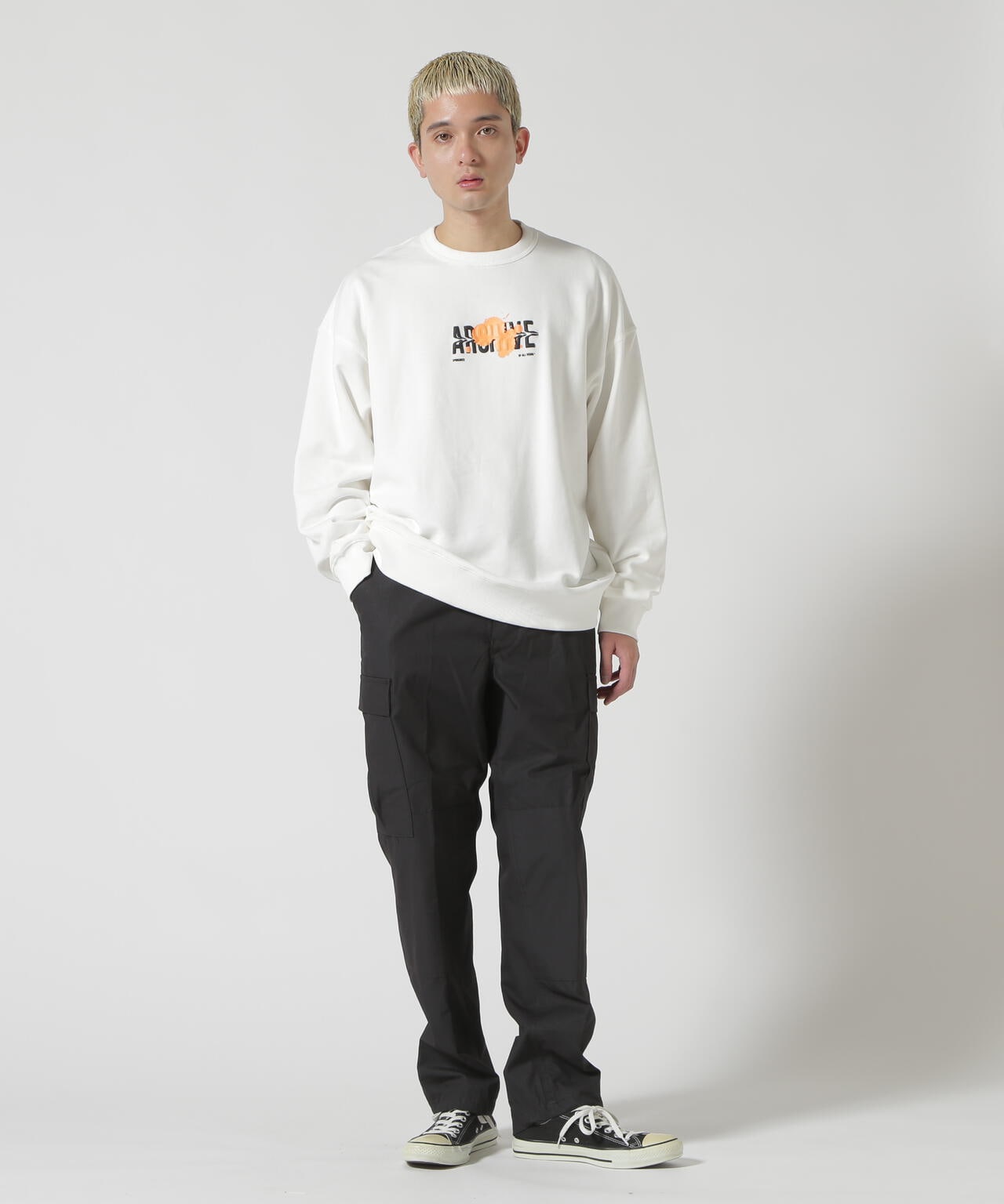 A4A/エーフォーエー/PAINT SWEAT CREWNECK プリントスウェットクルーネック