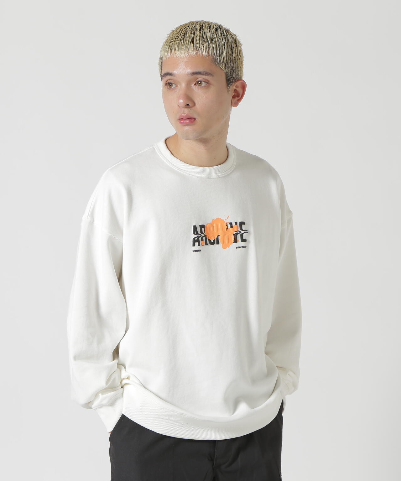 A4A/エーフォーエー/PAINT SWEAT CREWNECK プリントスウェットクルーネック