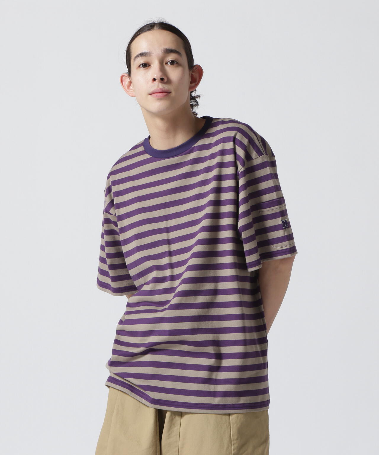 NEEDLES(ニードルズ)S/S CREW NECK TEE - COTTON STRIPE JERSEY