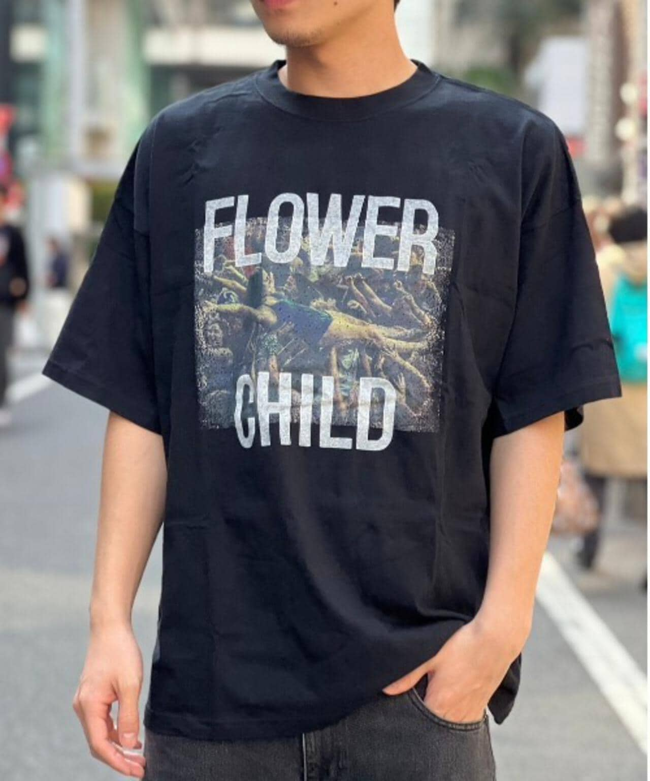 REMI RELIEF / 別注HARD SP加工20/-天竺BIGサイズ FLOWER CHILD | B 