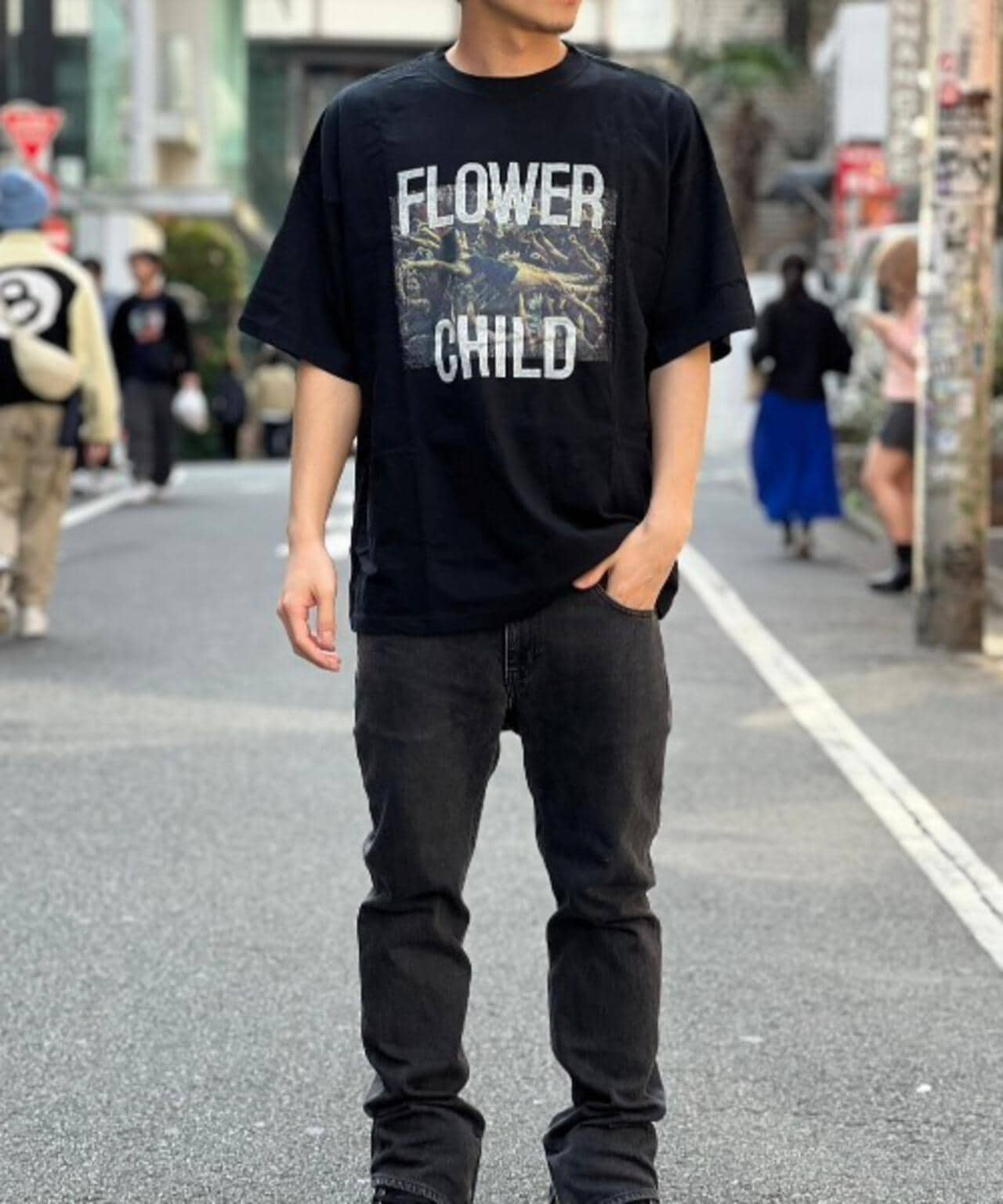 REMI RELIEF / 別注LW加工 20/-天竺BIGサイズ FLOWER CHILD