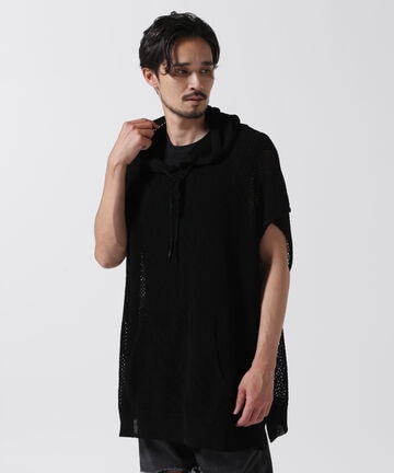 MINEDENIM（マインデニム）Heavy Mesh Knit Nosleeve Big Hoodie