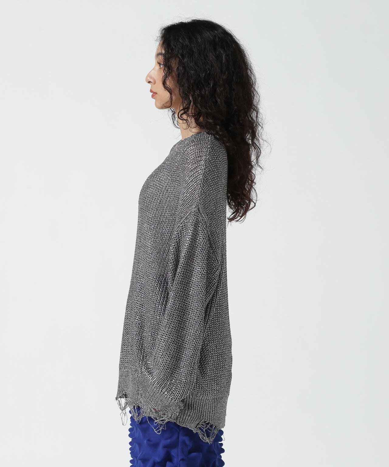 NOUNLESS（ナウンレス）SHINY FOIL GRUNGE KNIT | B