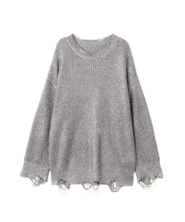 NOUNLESS（ナウンレス）SHINY FOIL GRUNGE KNIT